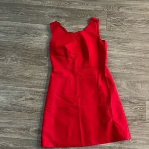 red knee length dress